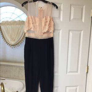 Navy blue and light pink dressy jumpsuit